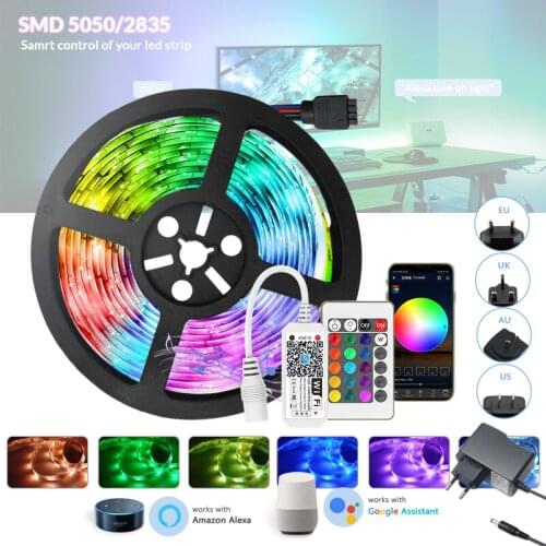 5M-30M LED Strip Lights Bluetooth WIFI RGB DC 12V LED 5050 SMD Ribbon diode tape Bluetooth WIFI Phone APP IR Controller power