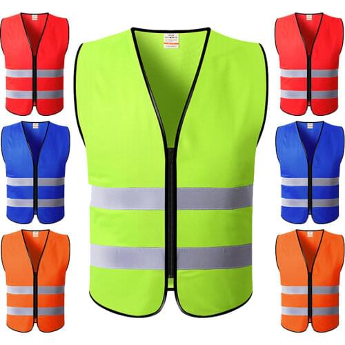 Yellow Blue Motorcycle Reflective Vest with Pockets Work Security Running Cycling Riding Safety Vest