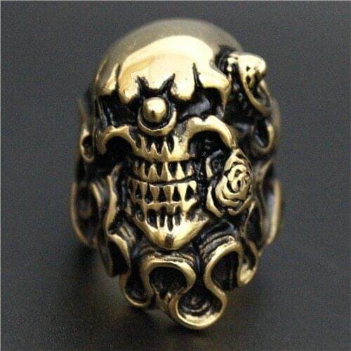 Heavy Mens Gold Black Kito Laughter Skull Ring Top Quality 316L Stainless Steel Fashion Ring