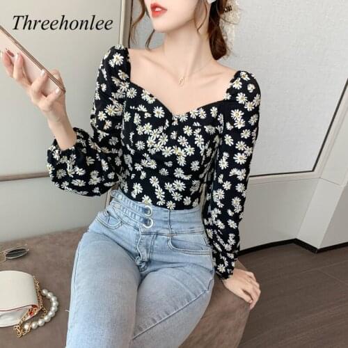 High Quality Fashion Floral Print Blouse Women Spring Chiffon Casual High Waist Blusas Womens Tops And Blouses