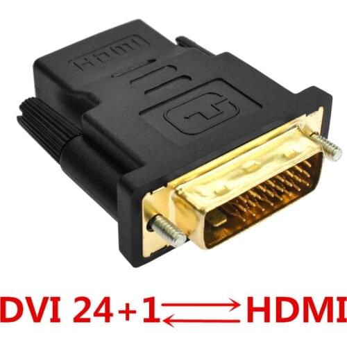 1pcs DVI to HDMI Adapter ( 24+1 Pin) Gold Plated Male DVI to Female HDMI Video Converter 1080P for PS3 Projector HDTV