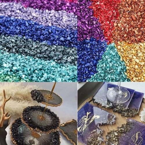 20g/Lot Glass Metal Crushed Stone Filler DIY Table Decoration Cake Fruit Coaster Filling Decorative Crystal For Epoxy Resin Mold