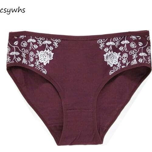 2XL 3XL 4XL Womens Cotton Print Briefs Plus Size Panties Breathable Lingerie Panties Sexy Womens High Rise Underwear Intimates