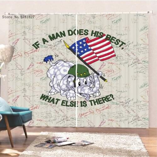 Cute Animal Elephant 3D Blackout Curtains Bedroom Living Room Children Home Printed Cartoon Cute Decoration Window Treatment