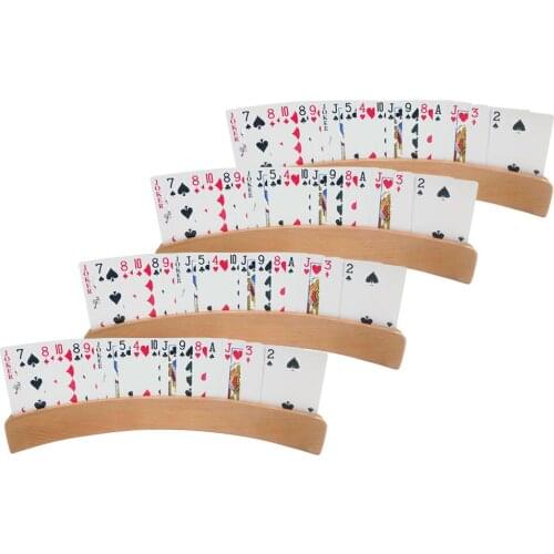 4PCS/Set Wooden Arc Hands-Free Playing Card Curved Design Board Game Poker Seat Lazy Poker Base Game Organizer Cards Display