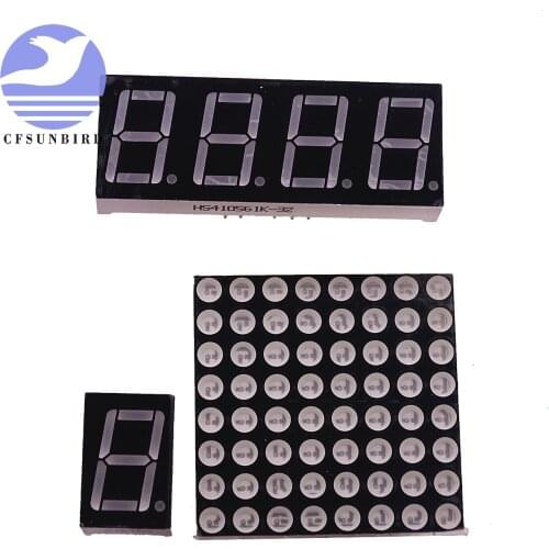 0.56inch 7 Segment 1bit/4bit Digital Tube Red Common Cathode LED Digit Display 8 x 8 Led Lattice Bright Red Dot Matrix 5161AS