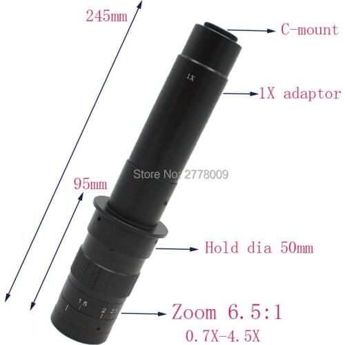 Free Shipping Max 300x Zoom C-mount Glass Lens Adapter 4.5X Adapter for Industry Microscope Camera Eyepiece Magnifier