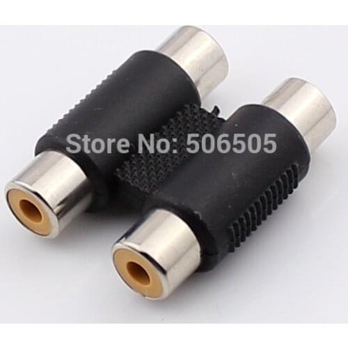 Black double RCA Female to Female RCA Extension cable connector 10pcs/lot