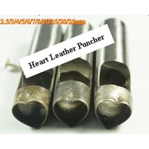11PCS/LOT DIY Heart Leather Craft TOOL 2.5/3/4/5/6/7/8/10/15/20/25mm /Leather Punch Tool/Special Puncher hole free shipping