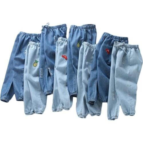 Boys Jeans Rushed New And Summer 2019 Childrens Boyssummer Mosquito-proof Pants Girls' Cartoon Embroidered Thin 2-6y Pip Boy
