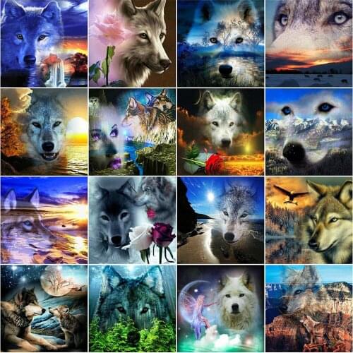 Evershine 5D DIY Diamond Embroidery Wolf Animal Rhinestone Mosaic Sale Diamond Painting Scenery Cross Stitch Kit Home Decoration