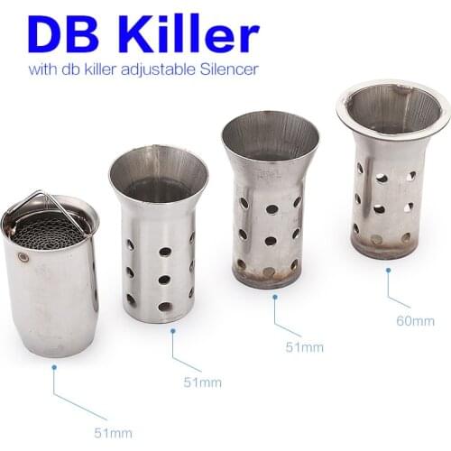 Db killer Motorcycle Exhaust Muffler Stainless steel Adjustable db killer Silencer Noise Sound Eliminator 51mm 60mm Slip-on