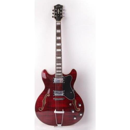 Good quality f maple jazz hollow body f hole quilted maple electric guitar free shipping