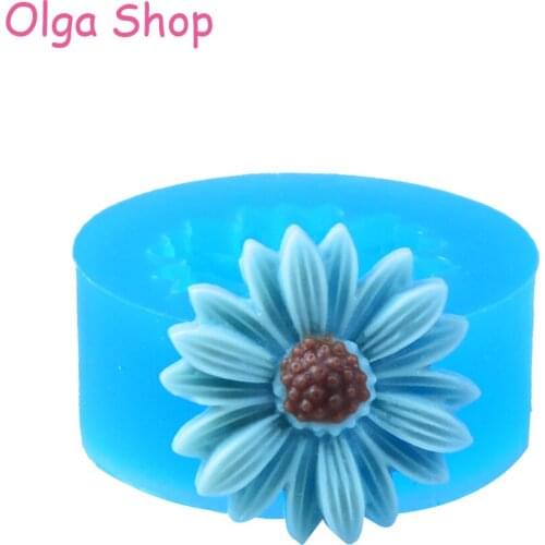 HYL126 Sunflower Flexible Silicone Push Mold Jewelry Bead Mold Mini Cupcake Topper Clay Push Mold Dollhouse (Epoxy Gum)
