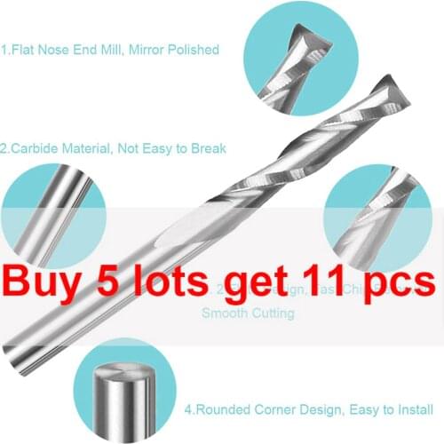 2pcs 3.175 1/8 Shank 2 Flute Spiral Milling Cutter CNC Flat Nose End Mill Engraving Router Bit for Wood Carbide Tool Endmill