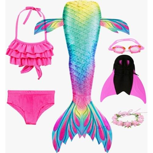 Mermaid Swimsuit for Kids Bikini Mermaid Tail with Monofin Flipper Girl Mermaid Tail Cosplay Swimsuit Dress Swimwear