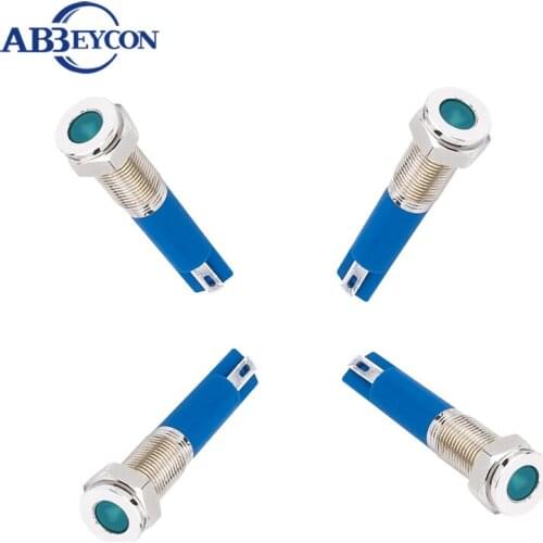 ABBEYCON flat round 2V/3V/6V/12V/24V/36V/110V/220V metal indicator 8mm metal pilot lamp