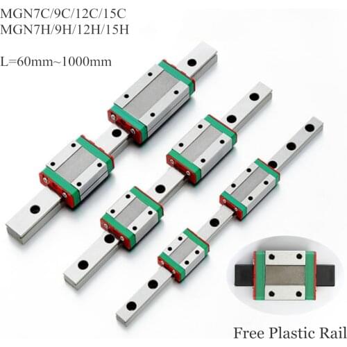 MGN7C MGN9C MGN12C MGN15C Miniature Linear Guide Rail Carriage Block L-60mm 100 200 400 500 800 900 Robotic Arm CNC 3D Printer