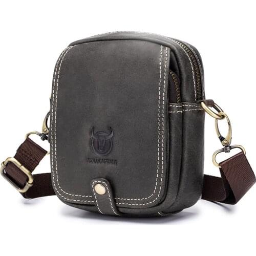 TopFight Leather Fashion Men Waist Bag Black Male Belt Bag Women Fanny Bum Belt Pouch Daily Travel Crossbody Shoulder Pack