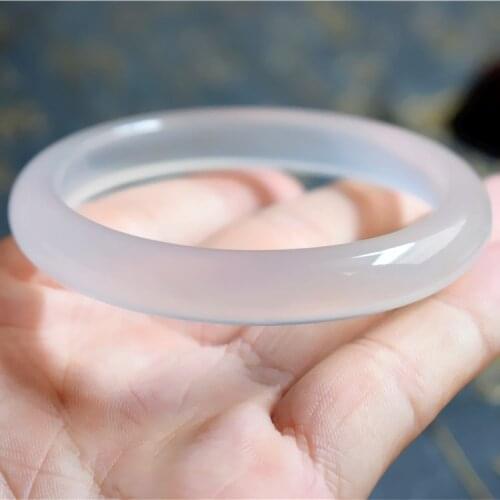 Natural Genuine Jade Bracelet Bangle Charm Jewellery Ice Translucent White Chalcedony Bracelet Lucky Amulet Gifts For Women Men