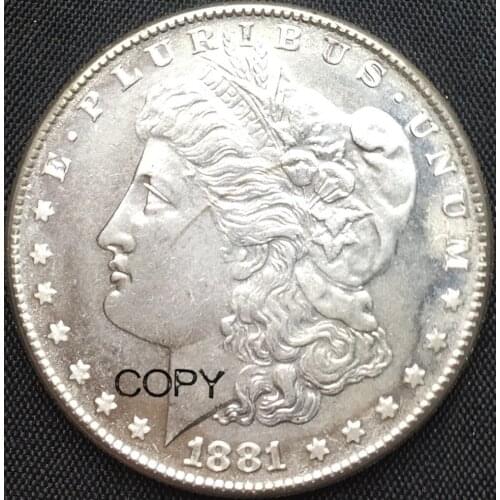 Untied States 1881 CC Cupronickel Silver Plated Morgan One Dollar Replica Coins