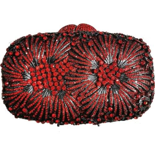Bee In Fly New Luxury Womens Flower Crystals Evening Bag Alloy Diamonds Clutch Bag Purse Wedding Party Cocktail Evening Bag