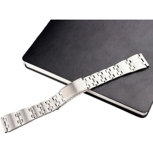 Rolamy 19mm Silver Brushed 316L Steel Watch band Strap For Seiko 80s Pogue Oyster replacement Bracelet 6139 KS straight #2