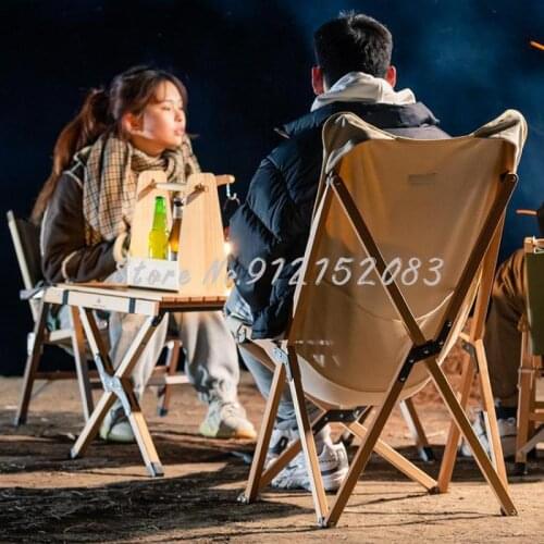 Outdoor Folding Chair Solid Beech Butterfly Chair Household Summer White Portable Fishing Chair Park Camping Beach Chair