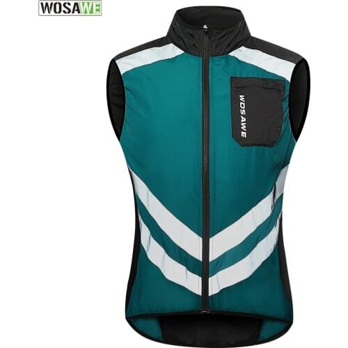 WOSAWE High Visibility Cycling Vest Wind Windbreaker Windproof Coat Breathable Reflective Sleeveless Jacket for Running Hiking