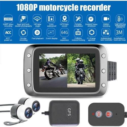 SALE Motorcycle Camera Driving Recorder Waterproof Dual Lens 3.0" LCD Screen Video Recorder Night Vision Motorcycle Recorder