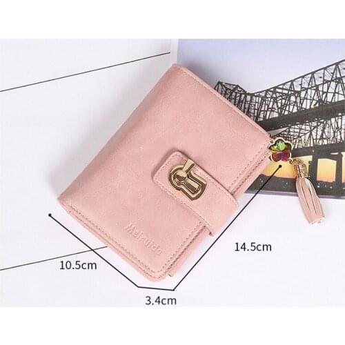 Womens Bag Three-fold Zipper Korean Version of Wallet Diamond Round Lock Tassel PU Hand-made Leather Card Package Best Sale-WT