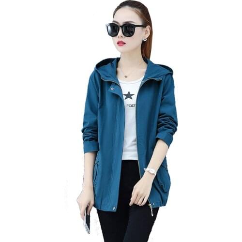 2020 Spring Autumn Womens Jacket Fashion Hooded Short Cotton Coat Female Thin Windbreaker Outerwear Lining Plus Size M-5XL L19