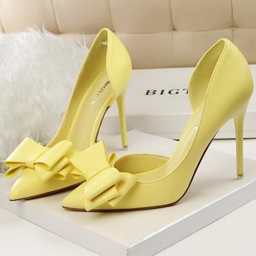 2021 Woman Fetish 10cm High Heels Scarpins Shoes Female Blue Pink Yellow Escarpins Heels Talons Stiletto Wedding Valentine Pumps