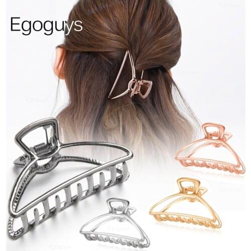 1PC Girls Hair Claw Women Geometric Hair Clamps Grab Hair Jaw Clip Grip Solid Color Korea Hairpins Metal Barrettes Styling Tools