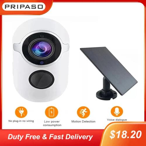 1080P Outdoor Waterproof and Rechargeable Smart Wireless Low Power Battery Camera with External Solar Panels Support 128G Card