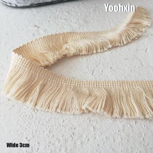 3CMWide New Fashion beige Embroidery flower lace fabric trim ribbon DIY sewing applique collar fringe tassel guipure dress decor