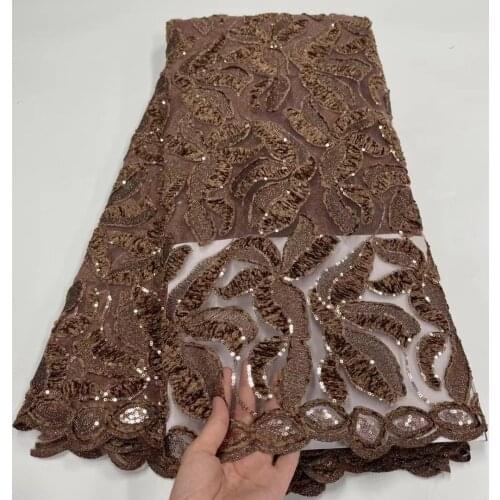 5 Yards irregular Soft Velvet Embroidered French Lace Beautiful Nigerian Tulle Net Fabric Mesh Garment Clothes With Sequins Sew