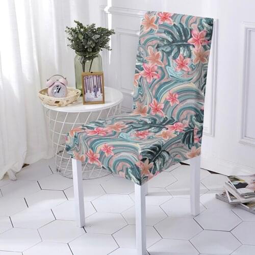 Abstract Geometric Design Kitchen Chair Covers Removable Elastic Stretch Decoration Chairs Cover Dining Seat Anti-dirty