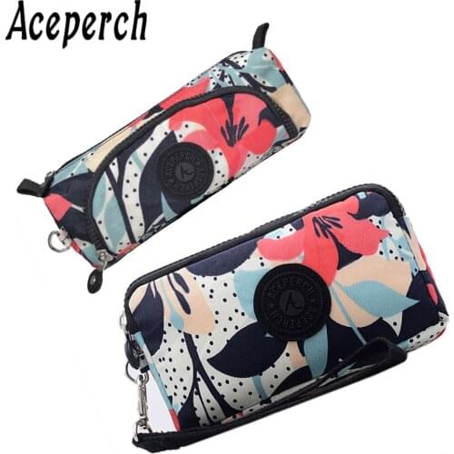 ACEPERCH Women 2021 Girl Original Estojo Case Original Mujer Purse Wallet Girls Nylon Monkey Pencil Bags Bolsas Carteira Femini