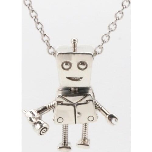 Authentic 925 Sterling Silver Beads Creative Worker Fashion Robot Beading Fit Original Pandora Bracelet For Women Diy Jewelry