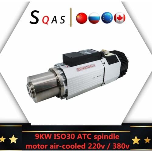 Free shipping ISO30 9KW 9000w ATC spindle motor air-cooled 220v/380v 800hz-24000RPM 400HZ-12000RPM high quality/CNC milling