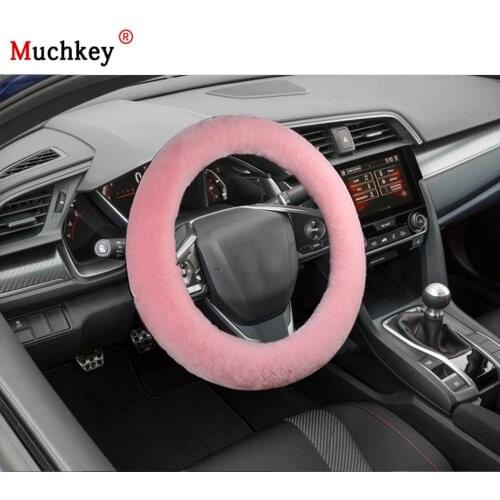 MUCHKEY Brand For Honda Civic 2018 Wool Steering Wheel Cover With Luxury Warm Skin-Friendly Auto Interior Accessories