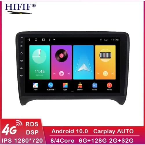 Carplay2 Din 9 inch screen Android 10 RDS DSP Car Radio Multimedia Video Player WIFI Navigation GPS for Audi TT 2 8J 2006 - 2014