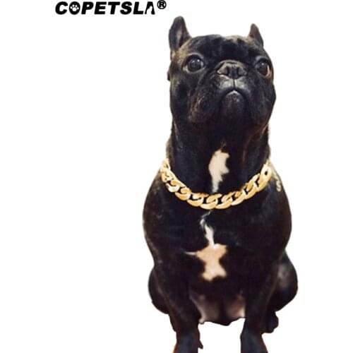 Copetsla 1Pcs Dog Snake Chain Pinch Collar For French Bulldog 37*2cm Silver/Gold Pet Necklace Small Dogs Collars