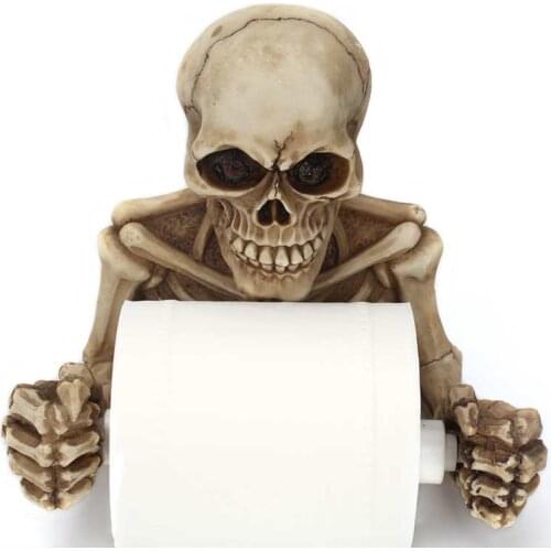 Toilet Paper Holder Creative Skull Tissue Box Holder Wall Mount Sanitary Roll Paper Storage Bathroom Organizer Toilet Paper Rack