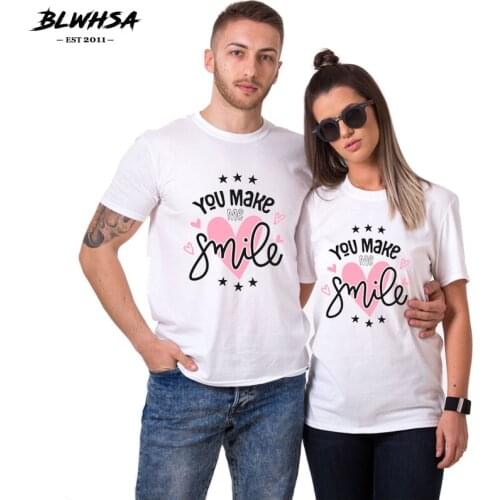 BLWHSA Couple T-shirt Lover Clothing Men/women T Shirt You Make Me Smile Tee Tops Branded Gifts for Valentines Day
