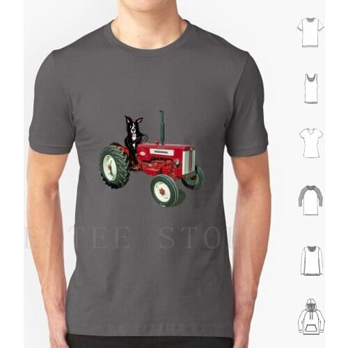 Sheepdog Tractor T Shirt Men Cotton 6Xl Sheepdog Tractor Red Collie Sheep Dog Machine Farming Shepherd Driving Riding