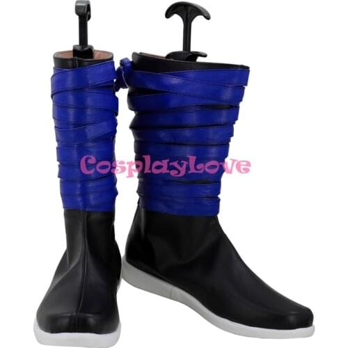 Gogeta Black Blue Cosplay Shoes Long Boots Leather Custom Made CosplayLove
