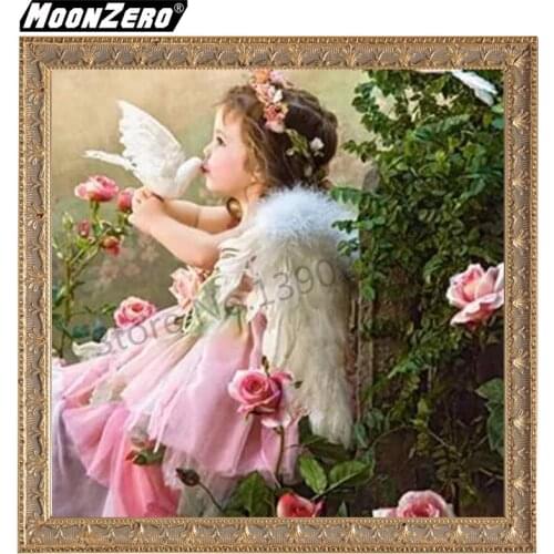 Pigeons and girl New 5D DIY Diamond Mosaic Cross Stitch Full Square Round Diamond Handwork Craft Embroider Gift Decor WYZ18681