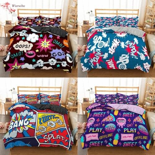 Homesky Cartoon Pattern Child Adult for Bedroom Decor Bedding Set Twin Queen King Size Duvet Cover Set Pillowcase Bedclothes